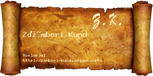 Zámbori Kund névjegykártya